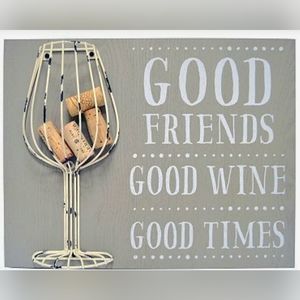NEW VIEW GIFTS & ACCESSORIES Gray "Good Friends" Wire Cork Holder